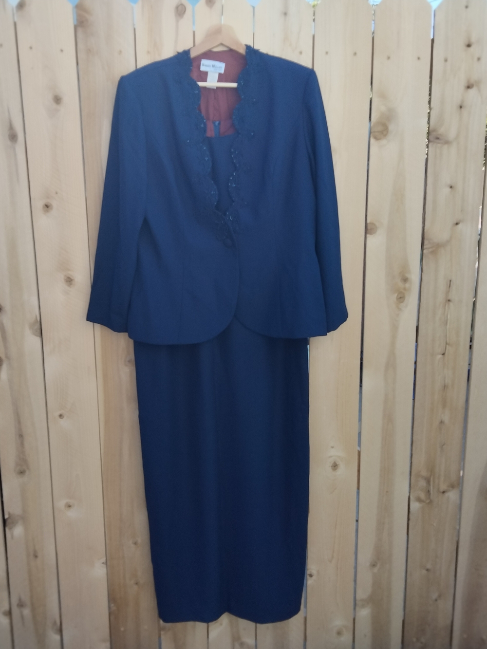 Karen Miller New York Vintage Formal 2 Piece Navy Maxi Dress/Jacket Set Size 18
